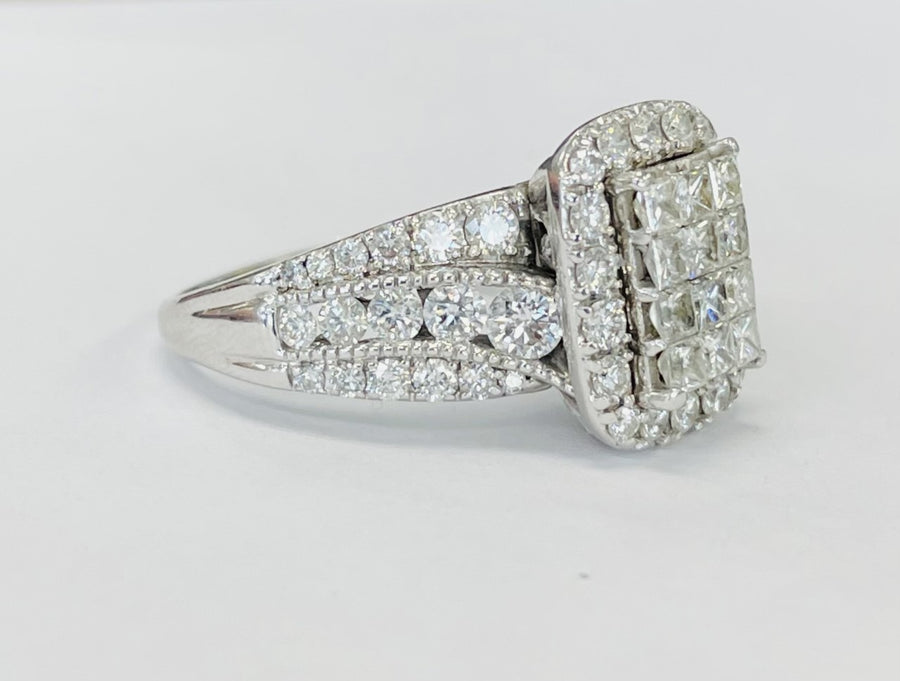Statement 2CTW Princess Cut Diamond Halo Engagement Ring