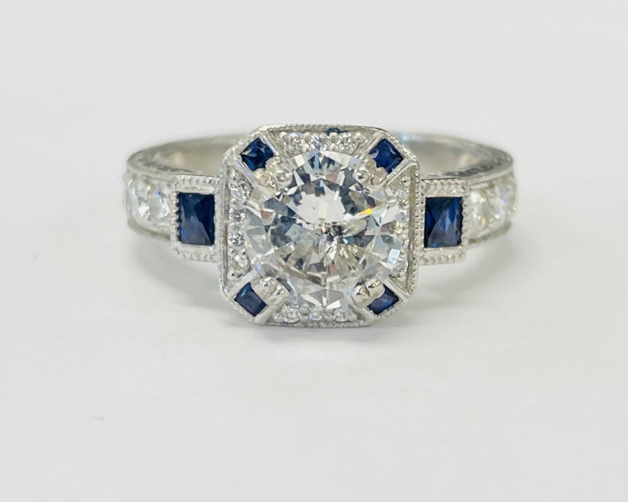 Platinum Sapphire And Diamond Wedding Set With GIA Certification