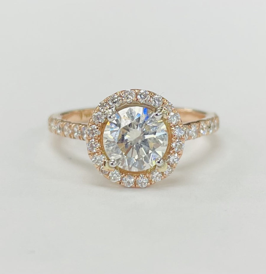 Rose Gold Halo 1.15CT VS GIA Certified Diamond Engagement Ring