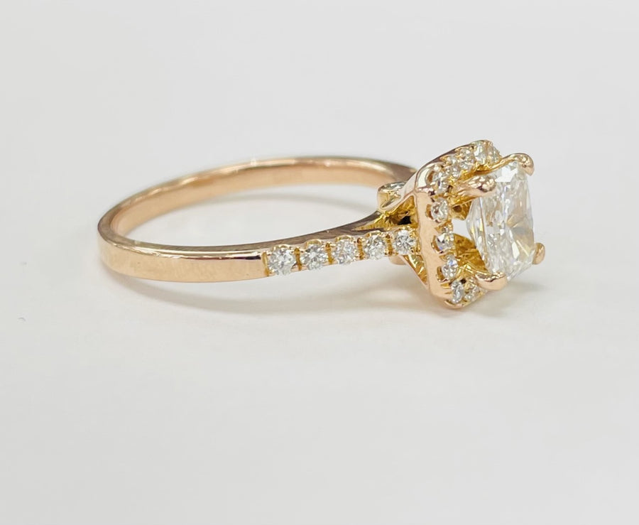 Rose Gold GIA Certified Diamond Halo Engagement Ring