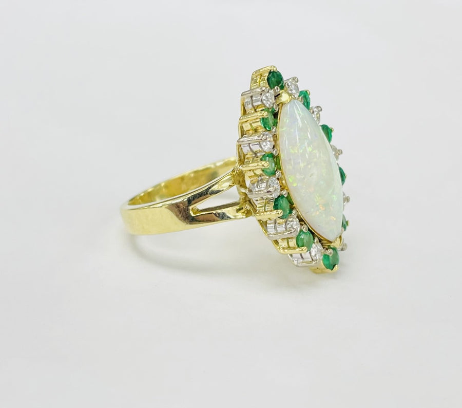 18KT Yellow Gold Statement Marquise Opal Ring