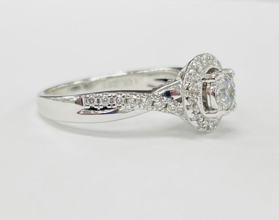 White Gold Illusion Set Halo Diamond Engagement Ring