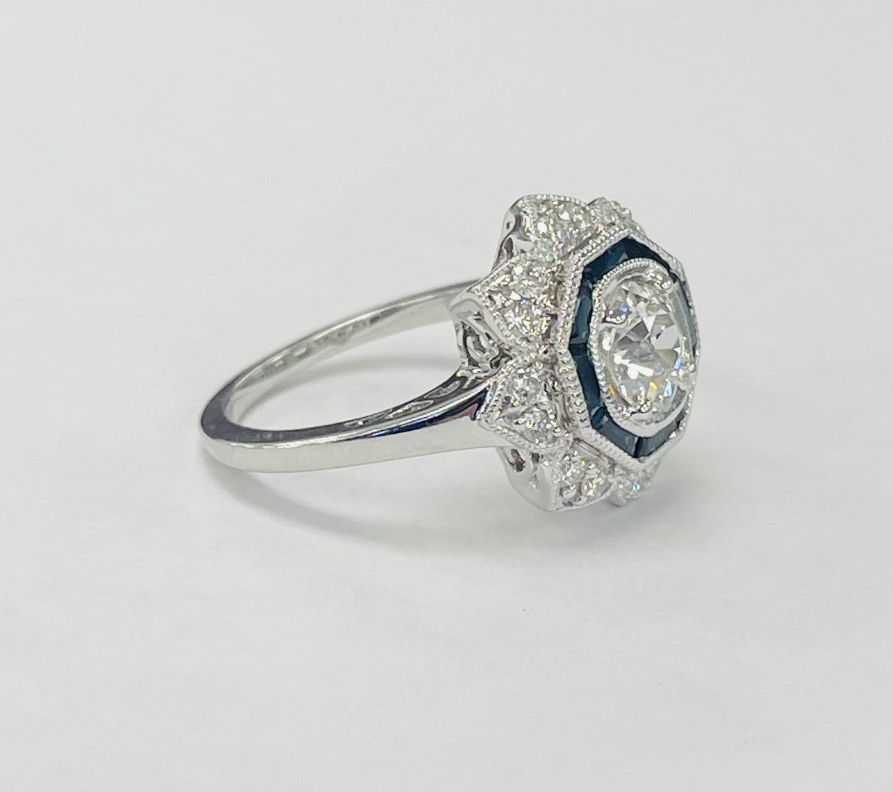 Vintage Inspired Ring W/Vintage GIA European Center Diamond ...