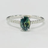 1.23CT Oval Parti Sapphire And Diamond Ring