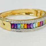 Yellow Gold LeVian Rainbow Multi-Gemstone Diamond Bangle