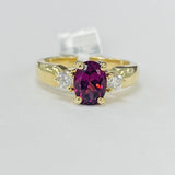 Vivid Pink Tourmaline And Diamond Three Stone Ring