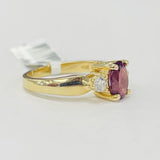 Vivid Pink Tourmaline And Diamond Three Stone Ring