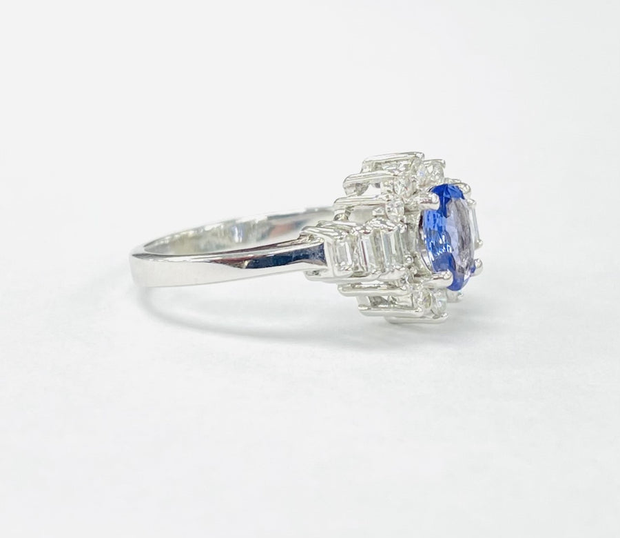 Traditional Tanzanite An Diamond Halo Ring