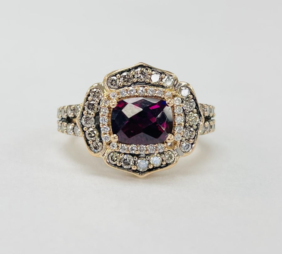 LeVian Rhodolite Garnet Rose Gold Diamond Statement Ring