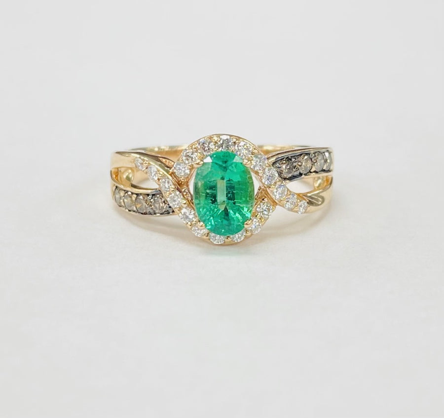 Vivid Emerald LeVian Diamond Rose Gold Ring