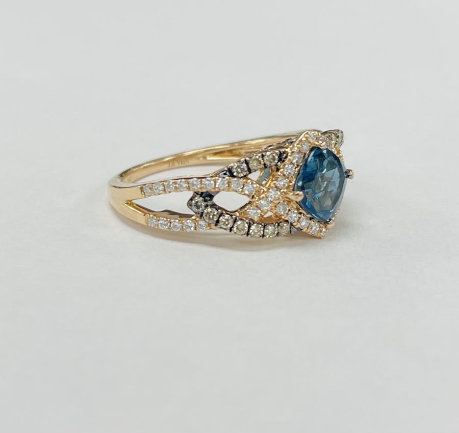 Rose Gold LeVian Rich Blue Topaz An Diamond Ring