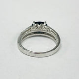 Elegant Deep Blue Sapphire And Diamond East/West Ring