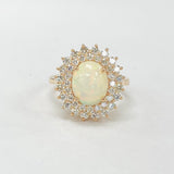 Rose Gold Opal Double Halo Diamond Ring