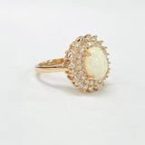 Rose Gold Opal Double Halo Diamond Ring