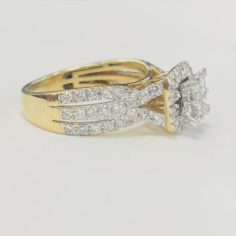 Yellow Gold Quad Diamond Engagement Ring