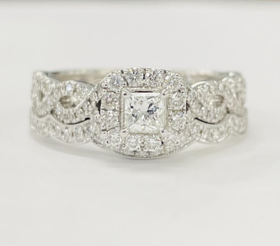 Neil Lane Twist Halo Diamond Wedding Set