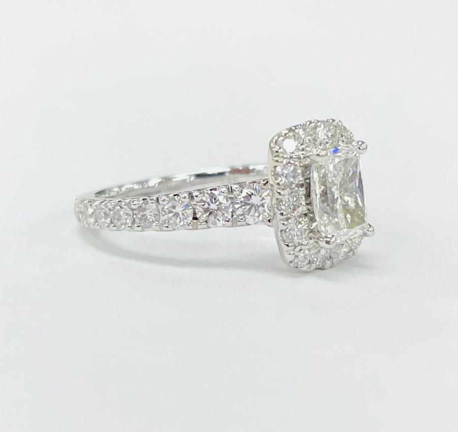 Neil Lane 1.01CT SI2/F GIA Radiant Diamond Halo Engagement Ring