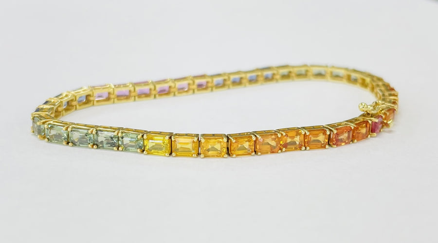 10 3/4CTW Rainbow Sapphire Tennis Bracelet