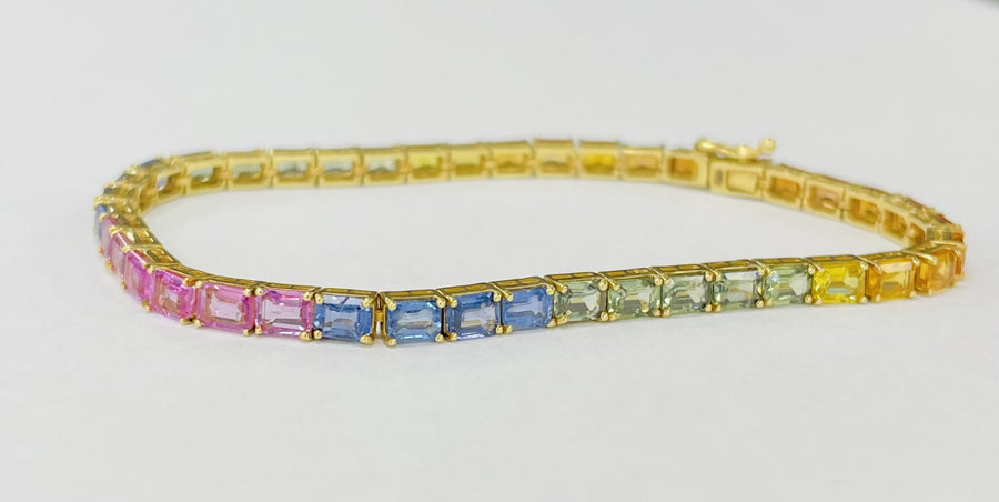 10 3/4CTW Rainbow Sapphire Tennis Bracelet