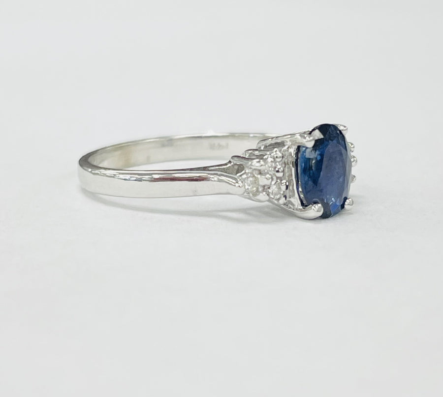 Vibrant 1CT Oval Sapphire And Diamond Ring