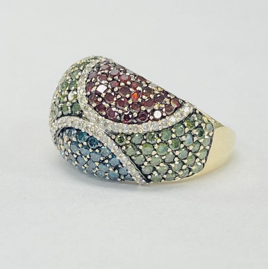 Vibrant Multi-Colored Diamond Fashion Estate Ring