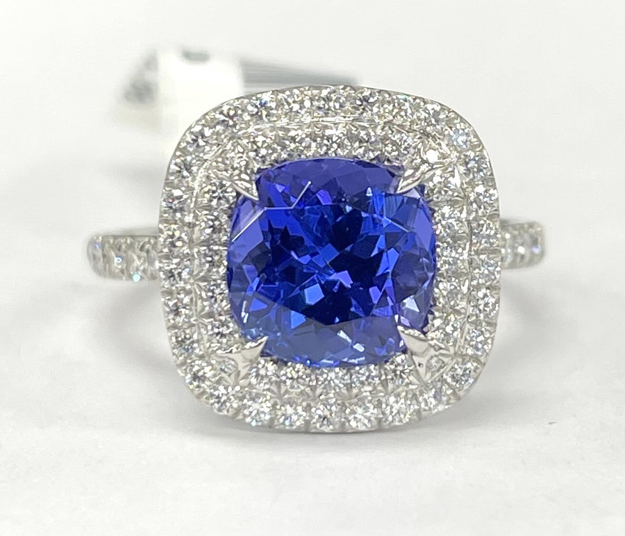 Estate: Tiffany & Co Soleste Platinum Halo Tanzanite Ring