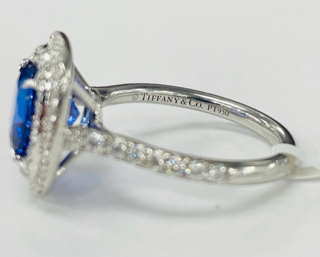 Estate: Tiffany & Co Soleste Platinum Halo Tanzanite Ring