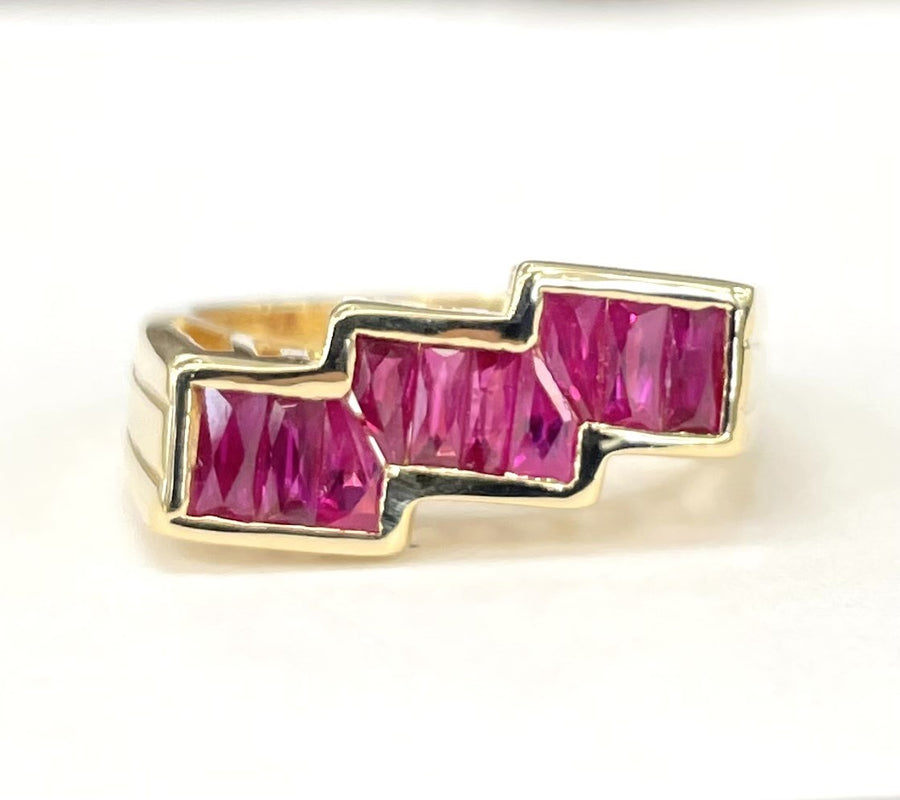 18KT Estate Custom Cut Ruby Ring