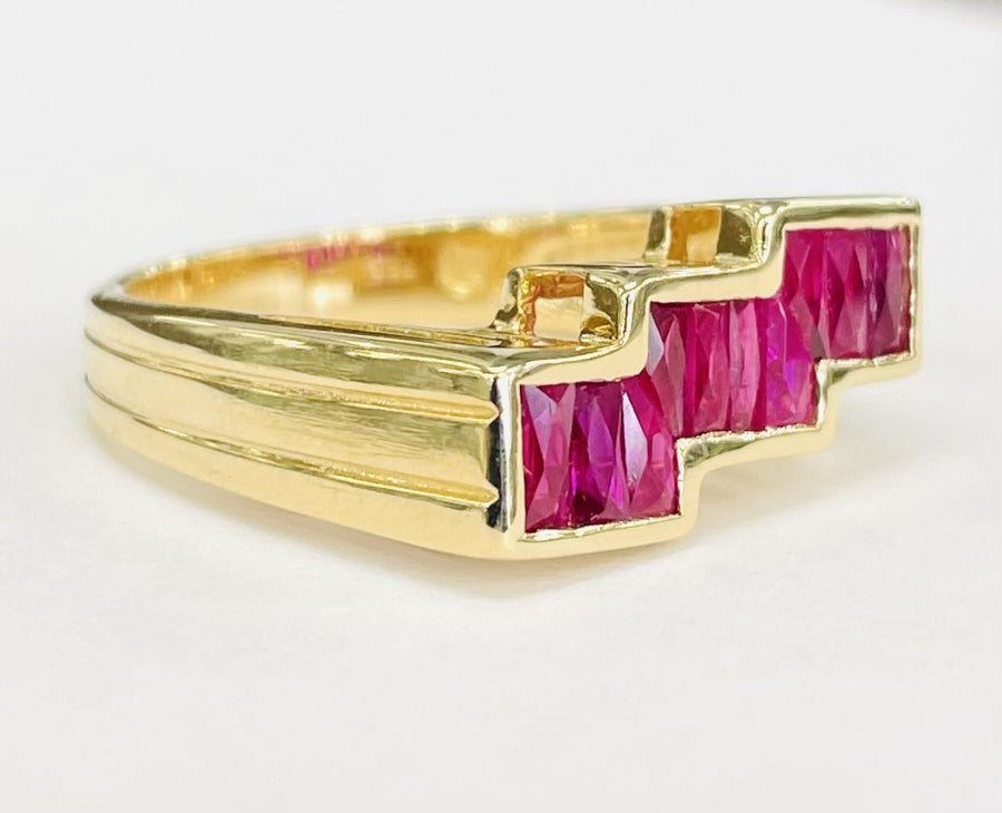 18KT Estate Custom Cut Ruby Ring