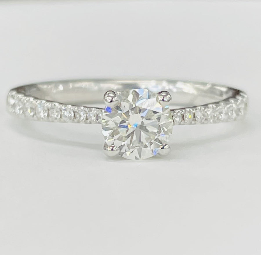 White Gold Accented GIA Solitare Diamond Ring