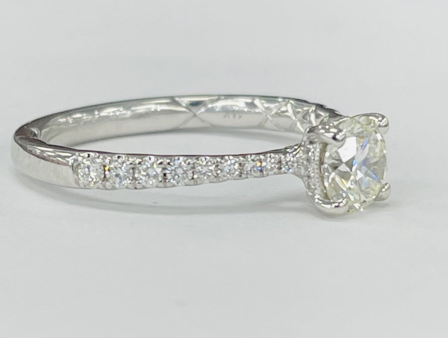 White Gold Accented GIA Solitare Diamond Ring