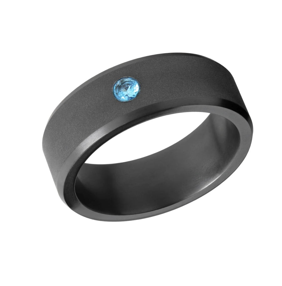 ELYSIUM ARES - SOLID BLACK DIAMOND RING - BLUE DIAMOND