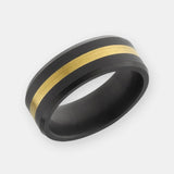 ELYSIUM ARES - SOLID BLACK DIAMOND RING - 24K YELLOW GOLD INLAY