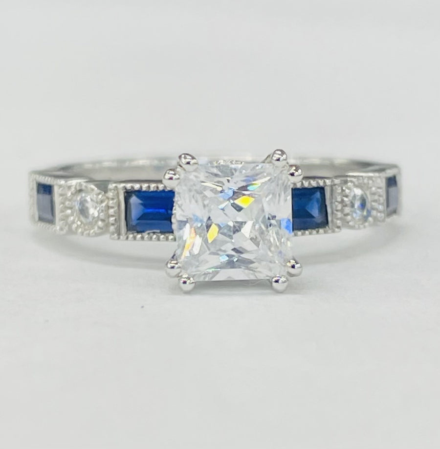 Romance - Vintage Inspired Diamond And Sapphire Setting