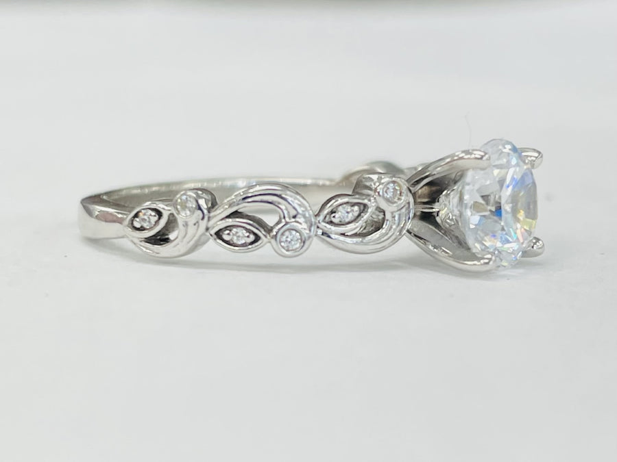 Romance - Elegant Swirl Floral Diamond Setting