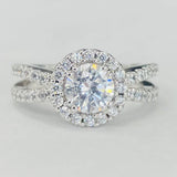Romance - Modern Split Shank Low Halo Diamond Setting
