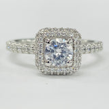 Romance - Micro Pave Cushion Halo Diamond Setting