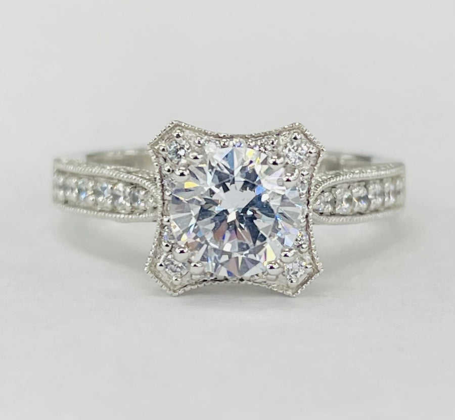 Romance - Vintage Inspired Detailed Halo Diamond Setting