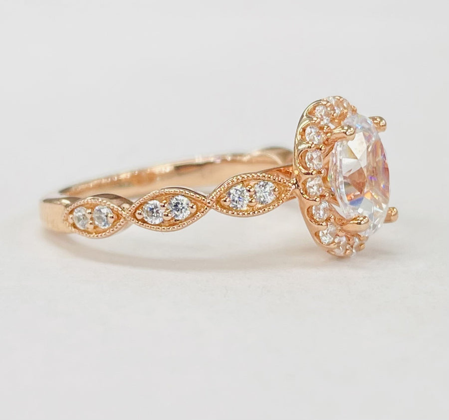 Romance - Rose Gold Halo Daimond Accented Setting