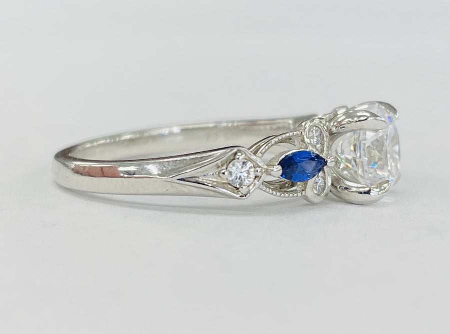 Romance - Floral Inspired Sapphire And Diamonds Setting