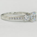 Noam Carver B206-01A Hand-Engraved Three-Stone Diamond Engagement Ring