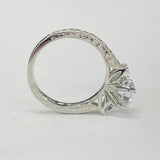 Noam Carver B206-01A Hand-Engraved Three-Stone Diamond Engagement Ring