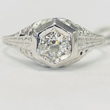 Vintage Diamond Filligree Solitare Ring