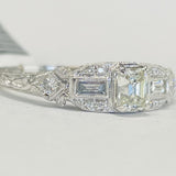 Vintage Emerald Cut Diamond Detailed Ring