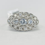 Vintage Diamond Milligrain Script Halo Ring