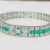 Vintage Art Deco Emerald & Daimond Bracelet