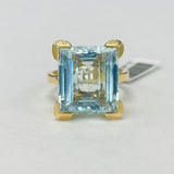 Large Aquamarine Yellow Gold Ring