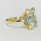 Large Aquamarine Yellow Gold Ring
