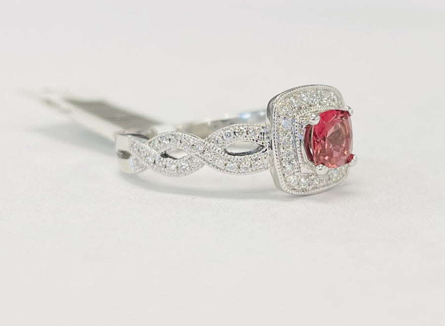 Pink Tourmaline Infinty And Halo Ring