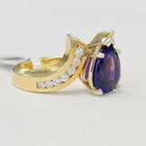 Vintage Heavy Amethyst And Diamond Ring